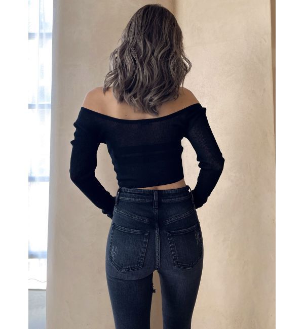 GYDA「チョーカー付きシアーニットトップス」|ニット・セーター|