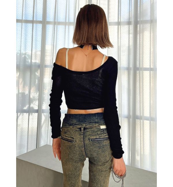 GYDA「チョーカー付きシアーニットトップス」|ニット・セーター|