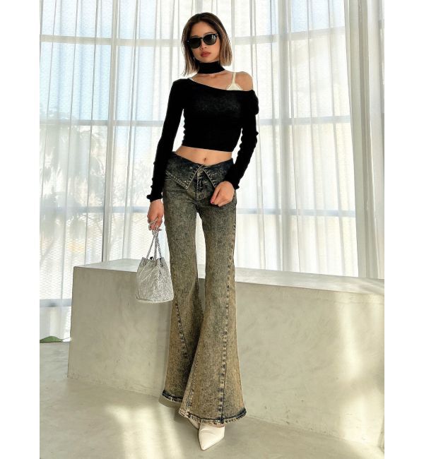 GYDA「チョーカー付きシアーニットトップス」|ニット・セーター|