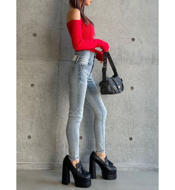 GYDA「【TINY】オフショルリボンニットトップス」|ニット・セーター|