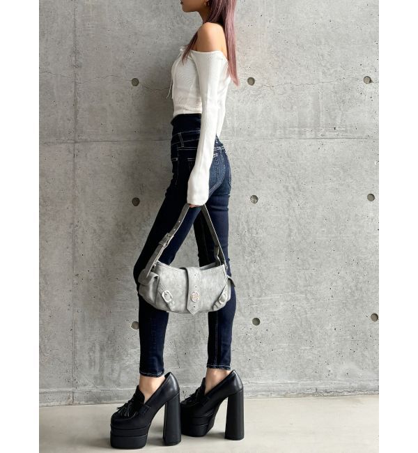 GYDA「【TINY】オフショルリボンニットトップス」|ニット・セーター|