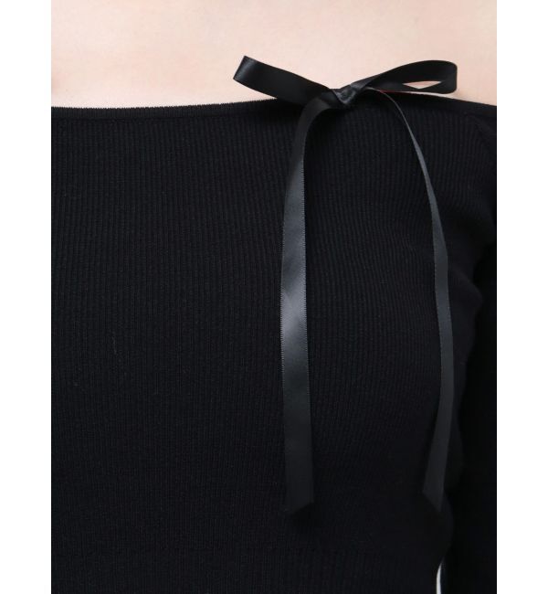GYDA「【TINY】オフショルリボンニットトップス」|ニット・セーター|