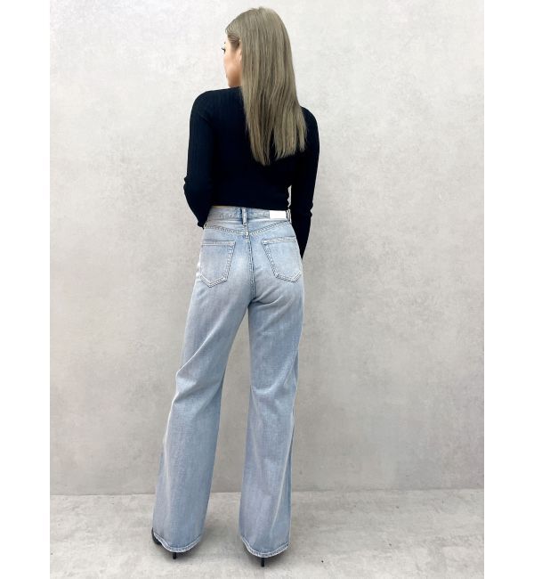 GYDA「ハイウエストGD SIDE 2ラインストレートワイドデニムパンツ」|デニム|