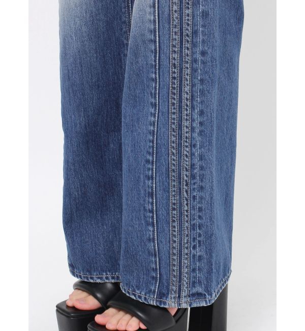 GYDA「ハイウエストGD SIDE 2ラインストレートワイドデニムパンツ」|デニム|
