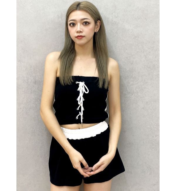 GYDA「2WAYレースアップベアトップス【SETUP着用可】」|チューブトップ|ブラック