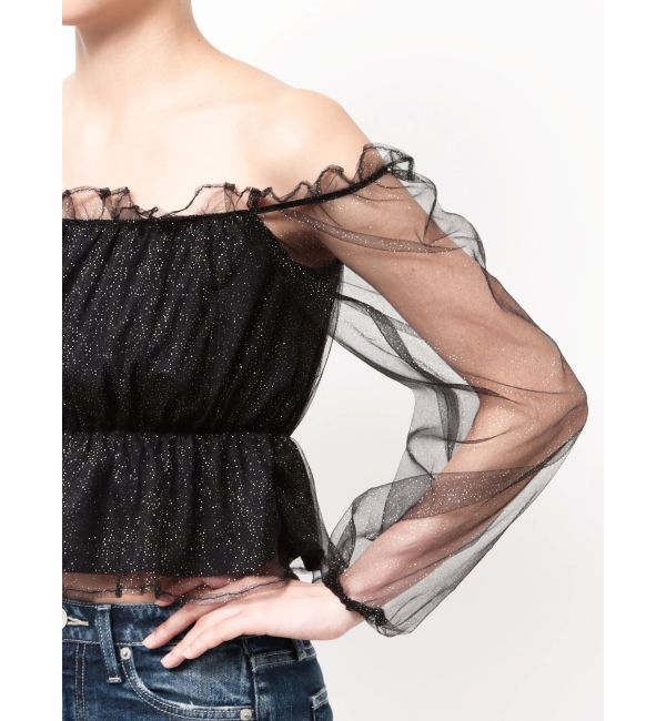 GYDA「ラメチュールオフショルブラウス」|シャツ・ブラウス|