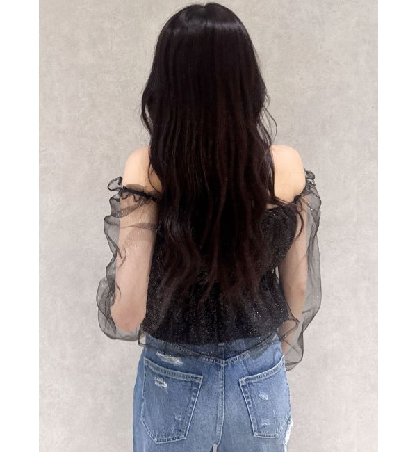 GYDA「ラメチュールオフショルブラウス」|シャツ・ブラウス|