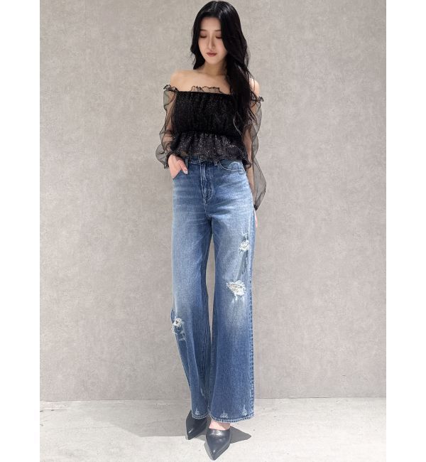 GYDA「ラメチュールオフショルブラウス」|シャツ・ブラウス|