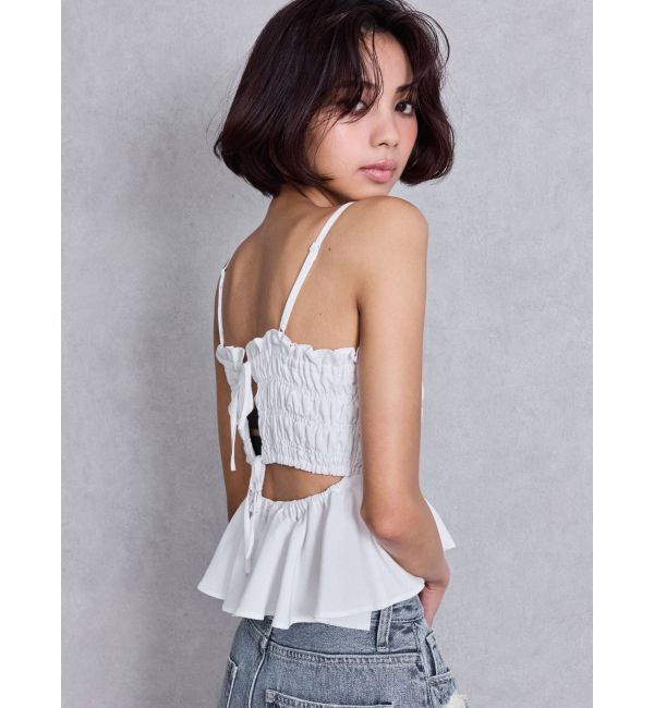 GYDA「バックリボンペプラムブラウス」|シャツ・ブラウス|オフホワイト