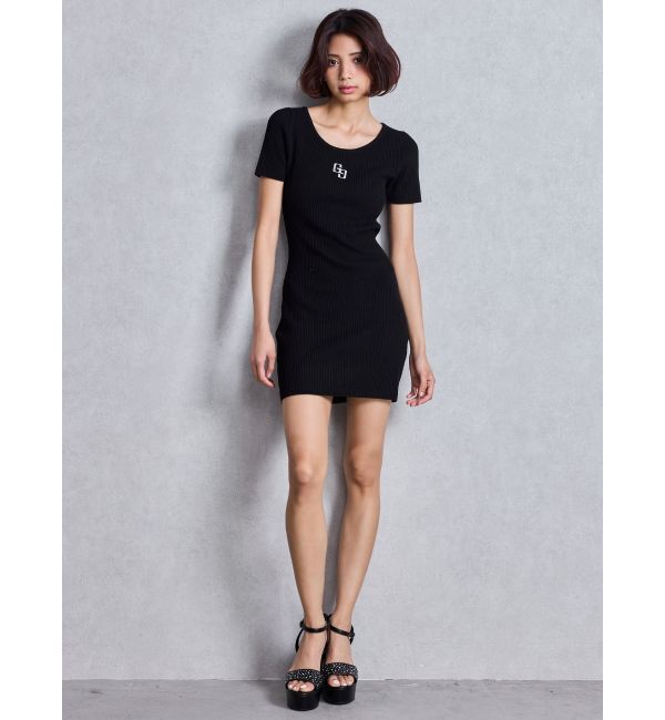 GYDA「GGプレートハーフスリーブニットワンピース」|ワンピース|