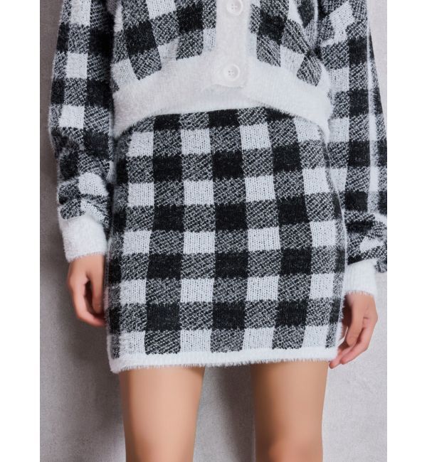 GYDA「CHECK shaggy ニットスカートライクショートパンツ」|スカート|