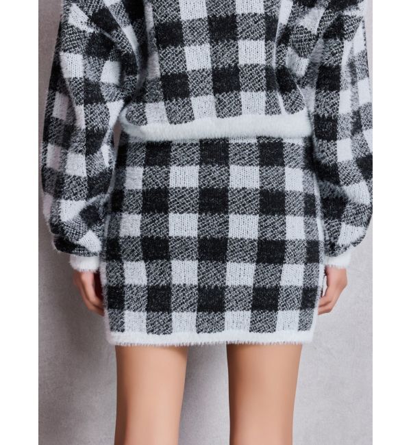 GYDA「CHECK shaggy ニットスカートライクショートパンツ」|スカート|