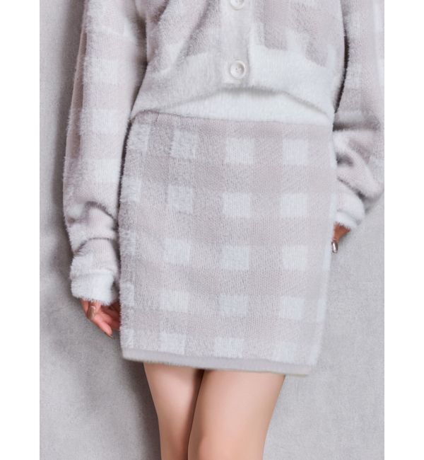 GYDA「CHECK shaggy ニットスカートライクショートパンツ」|スカート|
