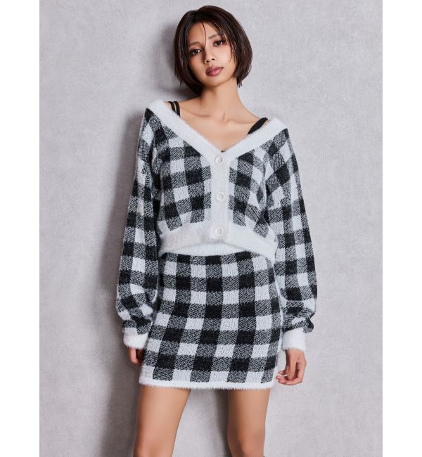 GYDA「CHECK shaggy ニットスカートライクショートパンツ」|スカート|