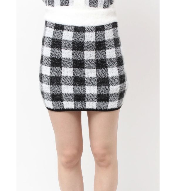 GYDA「CHECK shaggy ニットスカートライクショートパンツ」|スカート|