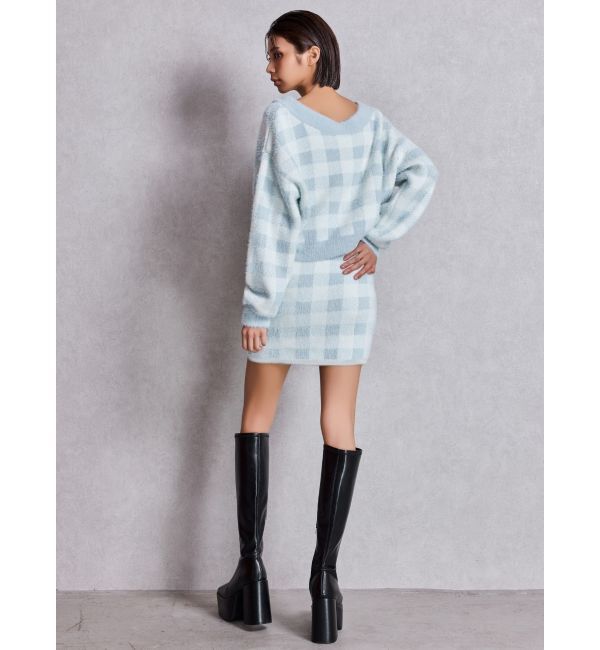 GYDA「CHECK shaggy ニットスカートライクショートパンツ」|スカート|