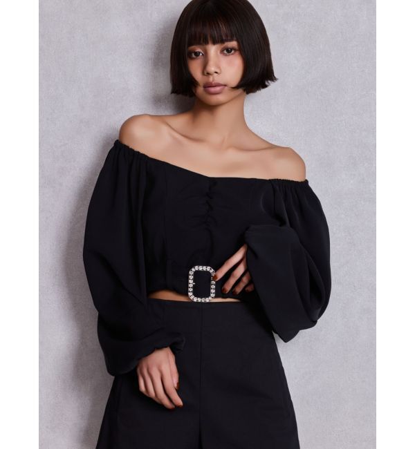 GYDA「bijouバックルlong sleeveブラウス」|シャツ・ブラウス|ブラック