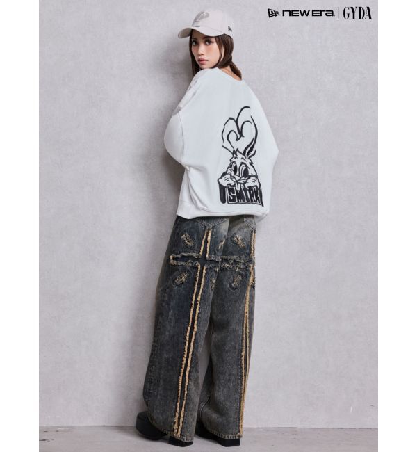 GYDA「ハイウエストBACK CROSS POINTワイドデニムパンツ」|デニム|