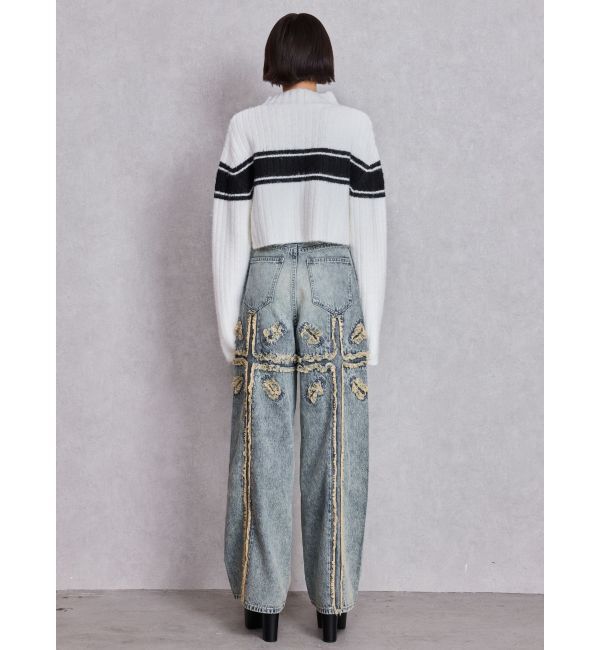 GYDA「ハイウエストBACK CROSS POINTワイドデニムパンツ」|デニム|