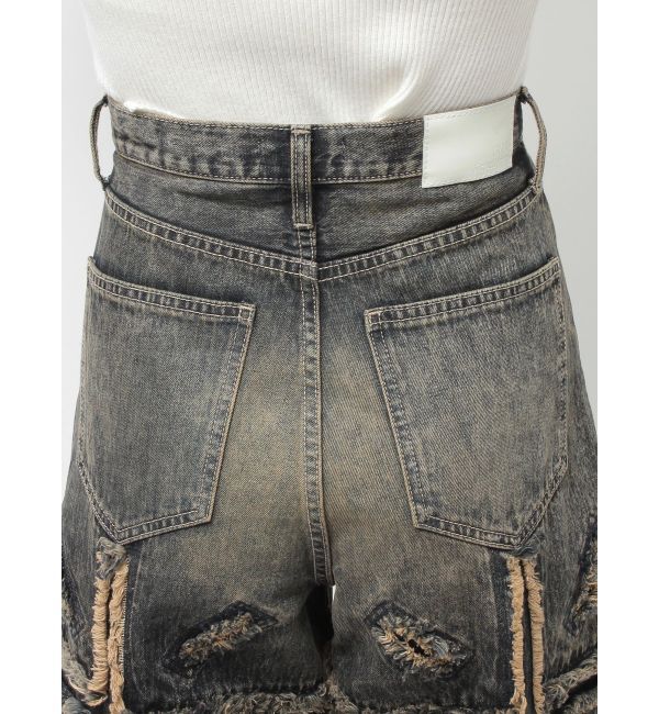 GYDA「ハイウエストBACK CROSS POINTワイドデニムパンツ」|デニム|