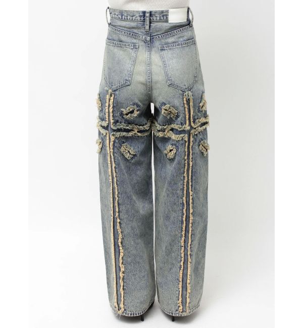 GYDA「ハイウエストBACK CROSS POINTワイドデニムパンツ」|デニム|