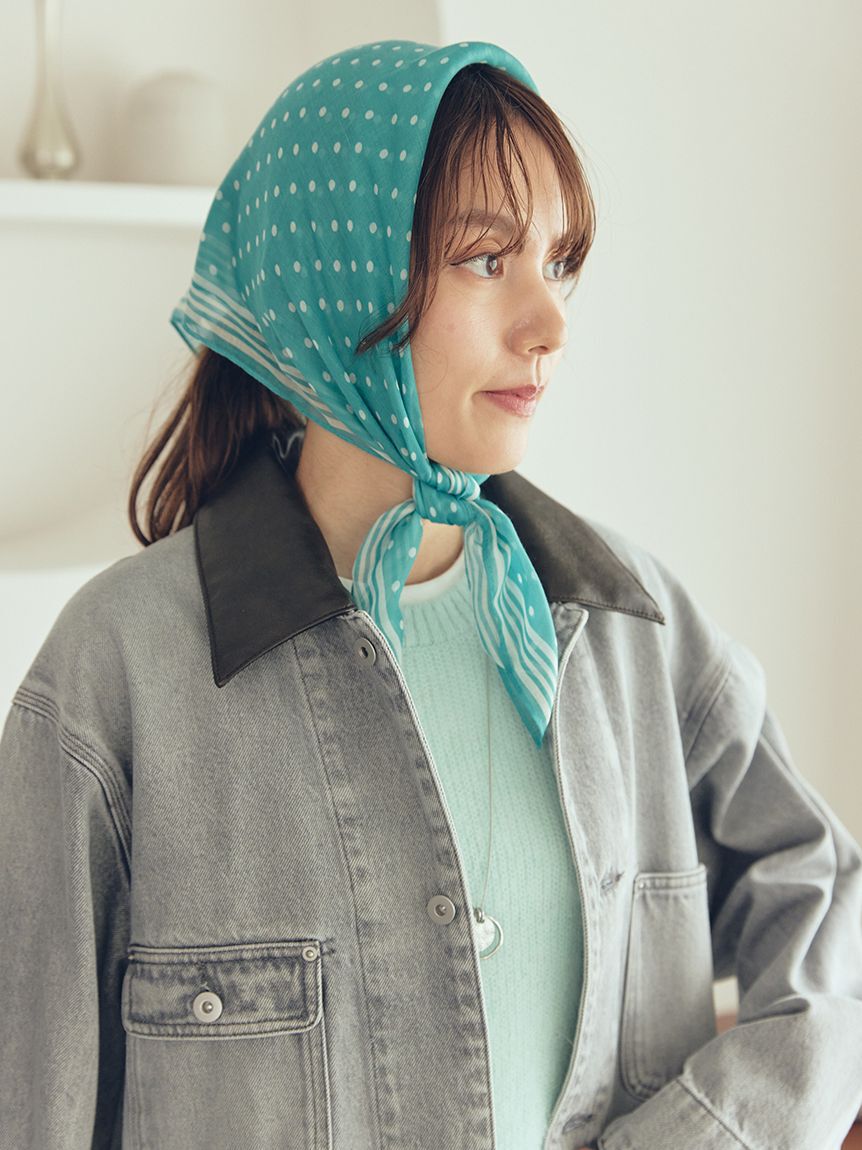 Mila Owen「ドット柄ラインスカーフ」|バンダナ・スカーフ|