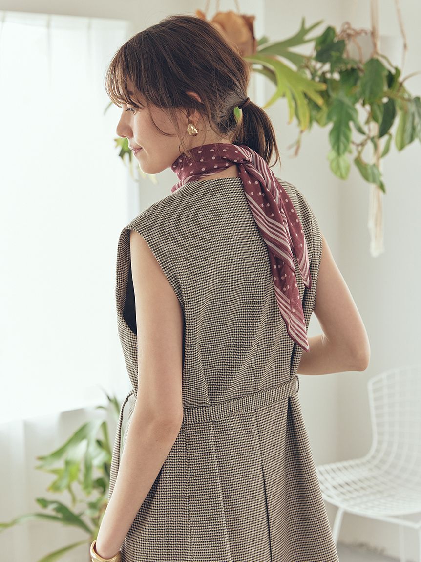 Mila Owen「ドット柄ラインスカーフ」|バンダナ・スカーフ|