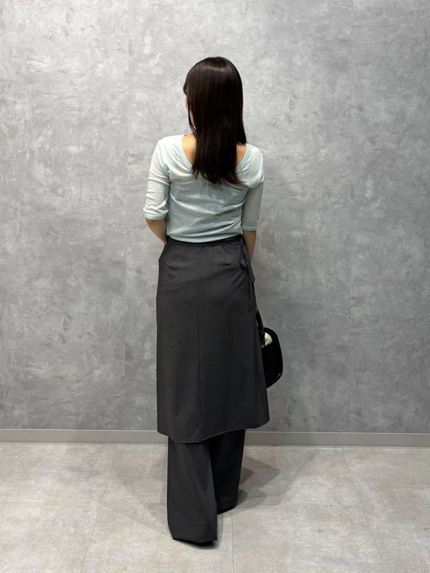 Mila Owen「巻きスカートレイヤウエストゴムシガレットパンツ」|チノ|