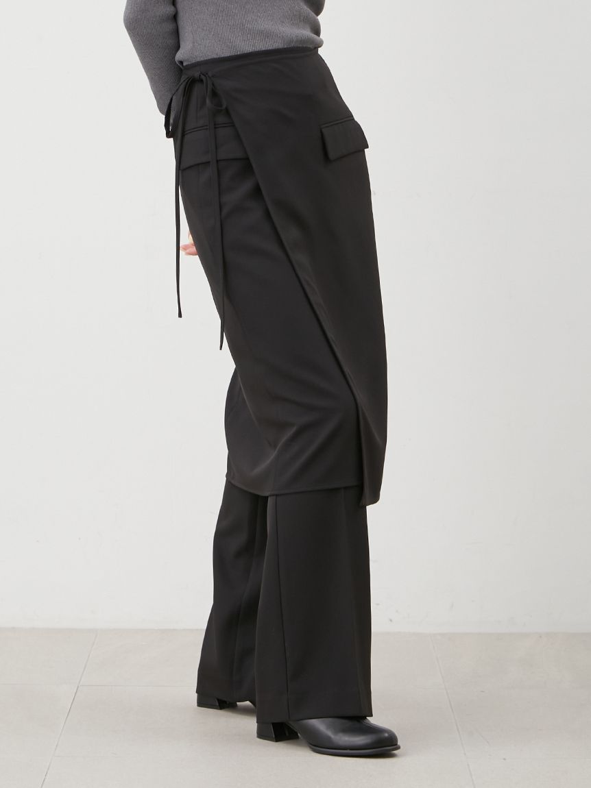 Mila Owen「巻きスカートレイヤウエストゴムシガレットパンツ」|チノ|