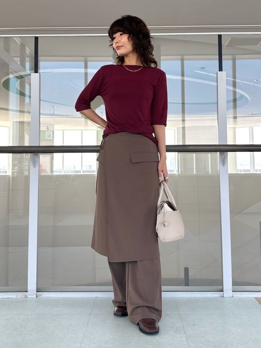 Mila Owen「巻きスカートレイヤウエストゴムシガレットパンツ」|チノ|