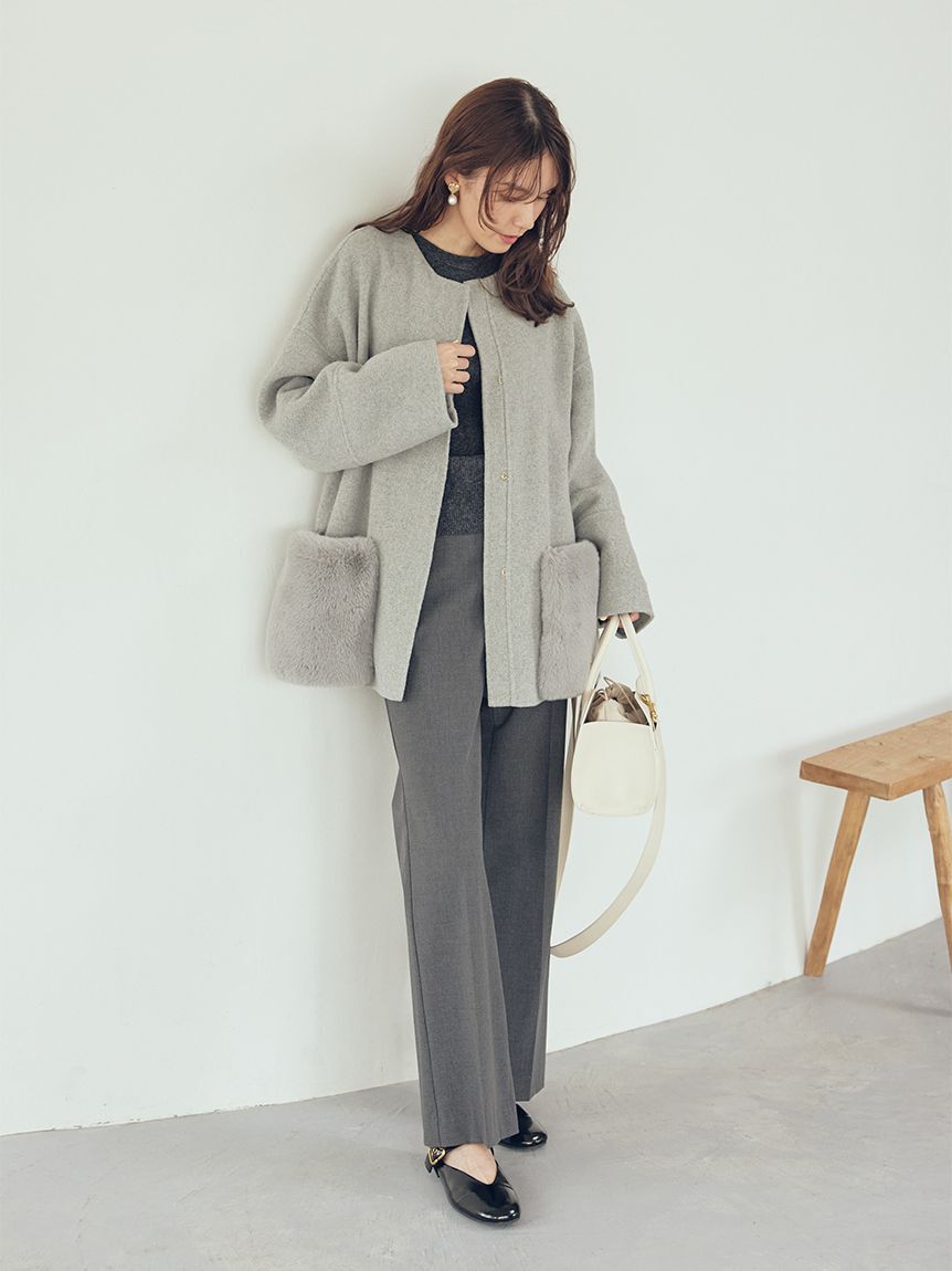 Mila Owen「巻きスカートレイヤウエストゴムシガレットパンツ」|チノ|