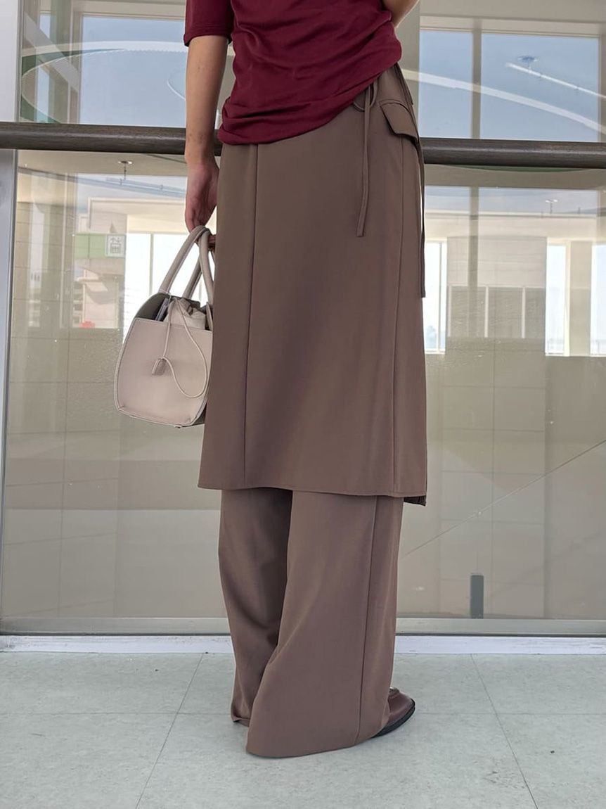 Mila Owen「巻きスカートレイヤウエストゴムシガレットパンツ」|チノ|