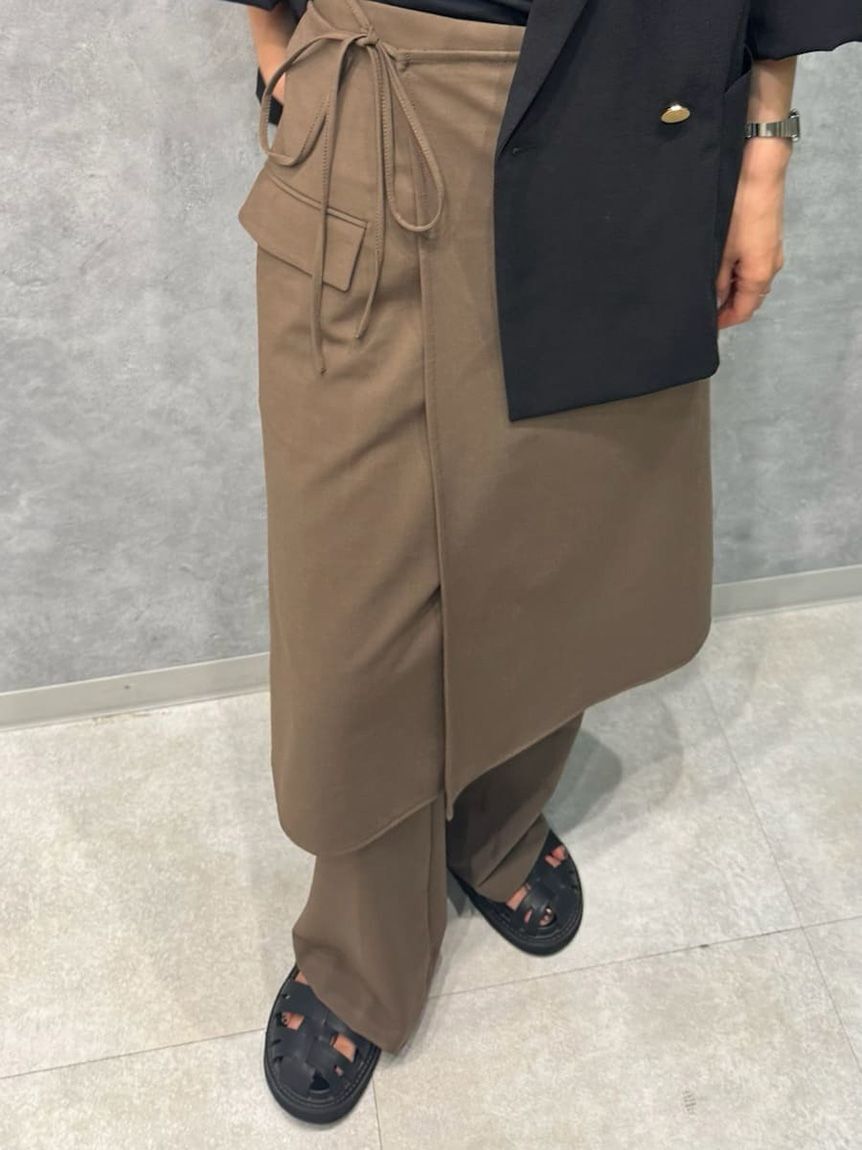 Mila Owen「巻きスカートレイヤウエストゴムシガレットパンツ」|チノ|