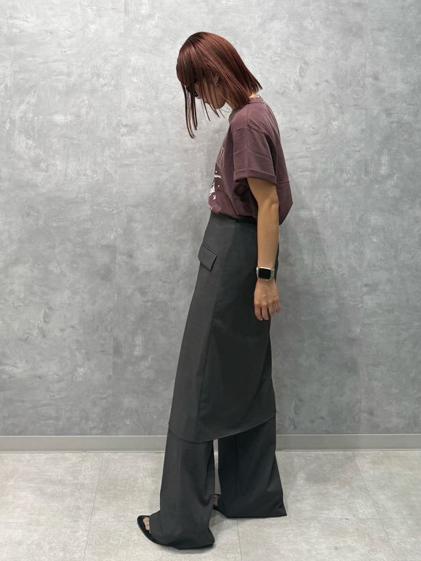 Mila Owen「巻きスカートレイヤウエストゴムシガレットパンツ」|チノ|