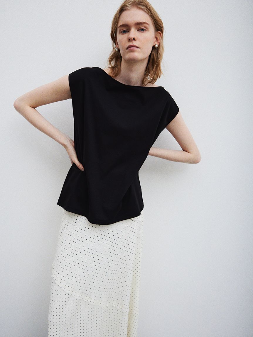 Mila Owen「ボートネックシルケットカットプルオーバー」|Tシャツ・カットソー|BLK