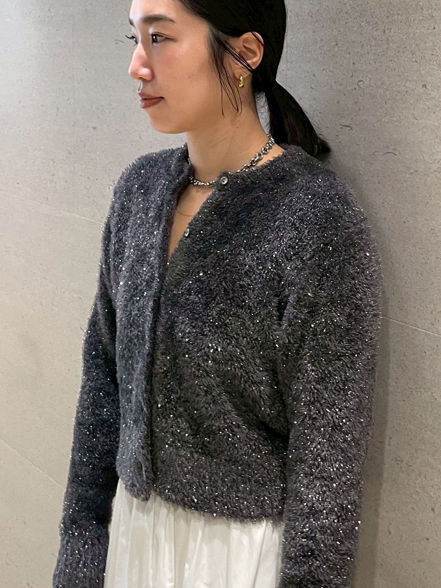 Mila Owen「クルーネックシャギーニットカーデ」|カーディガン|
