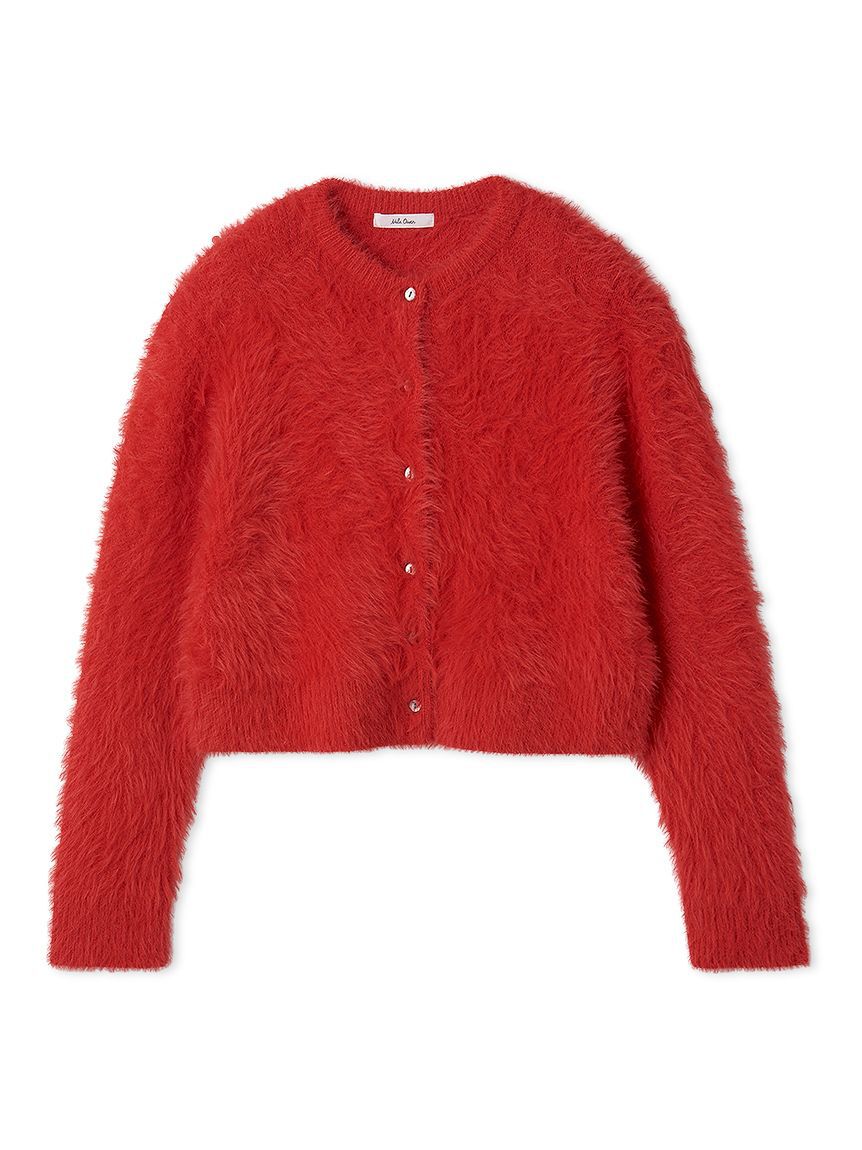 Mila Owen「クルーネックシャギーニットカーデ」|カーディガン|RED