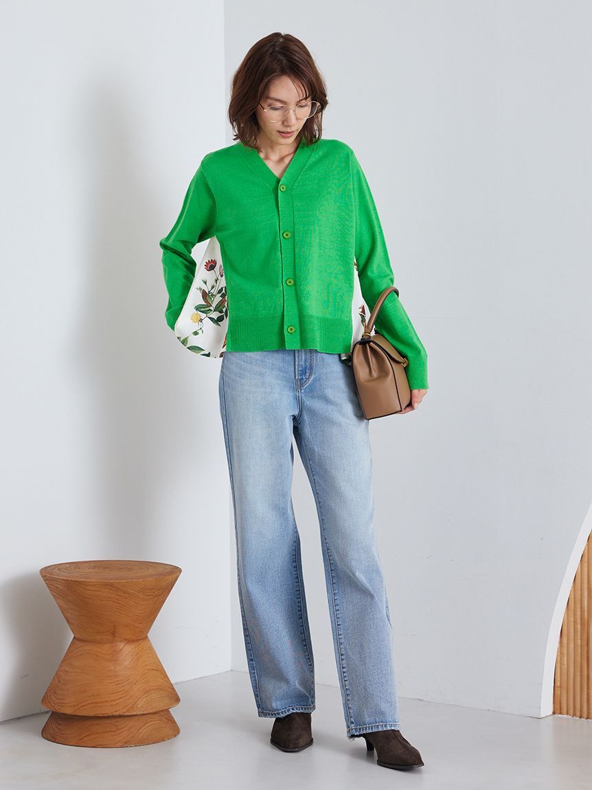 Mila Owen「細ベルト付きストレートデニムパンツ」|デニム|