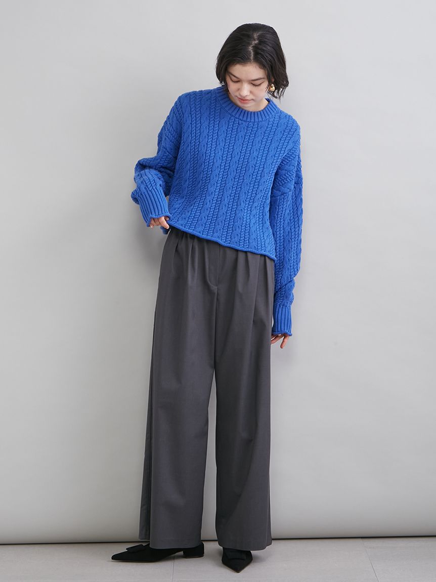 Mila Owen「２タックウエストゴムワイドイージーパンツ」|チノ|