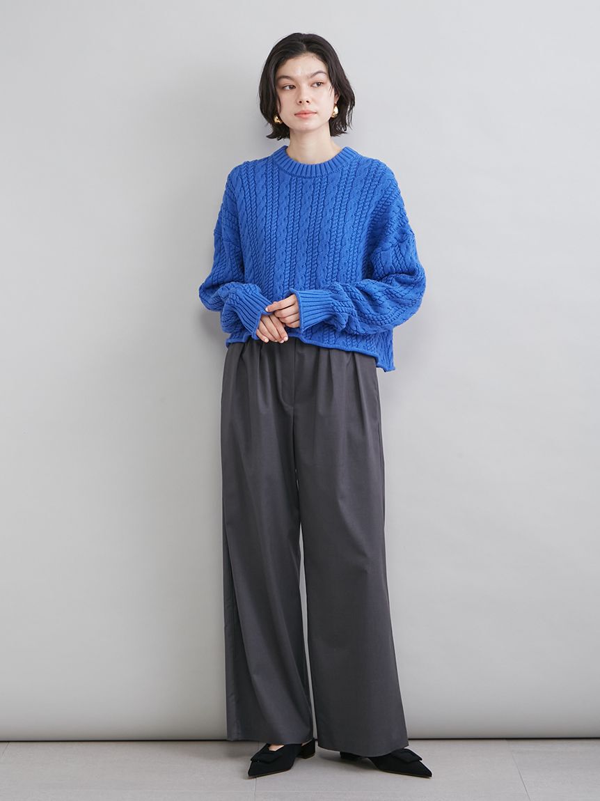 Mila Owen「２タックウエストゴムワイドイージーパンツ」|チノ|