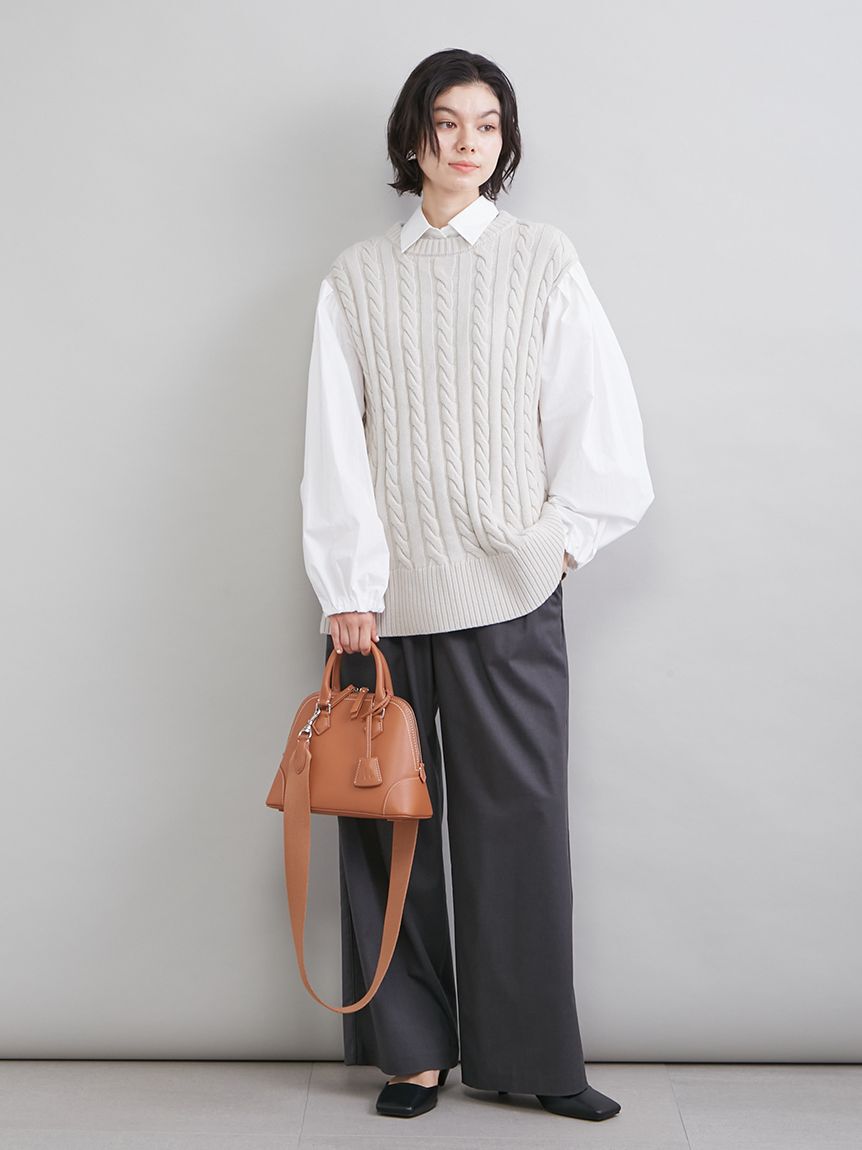 Mila Owen「２タックウエストゴムワイドイージーパンツ」|チノ|