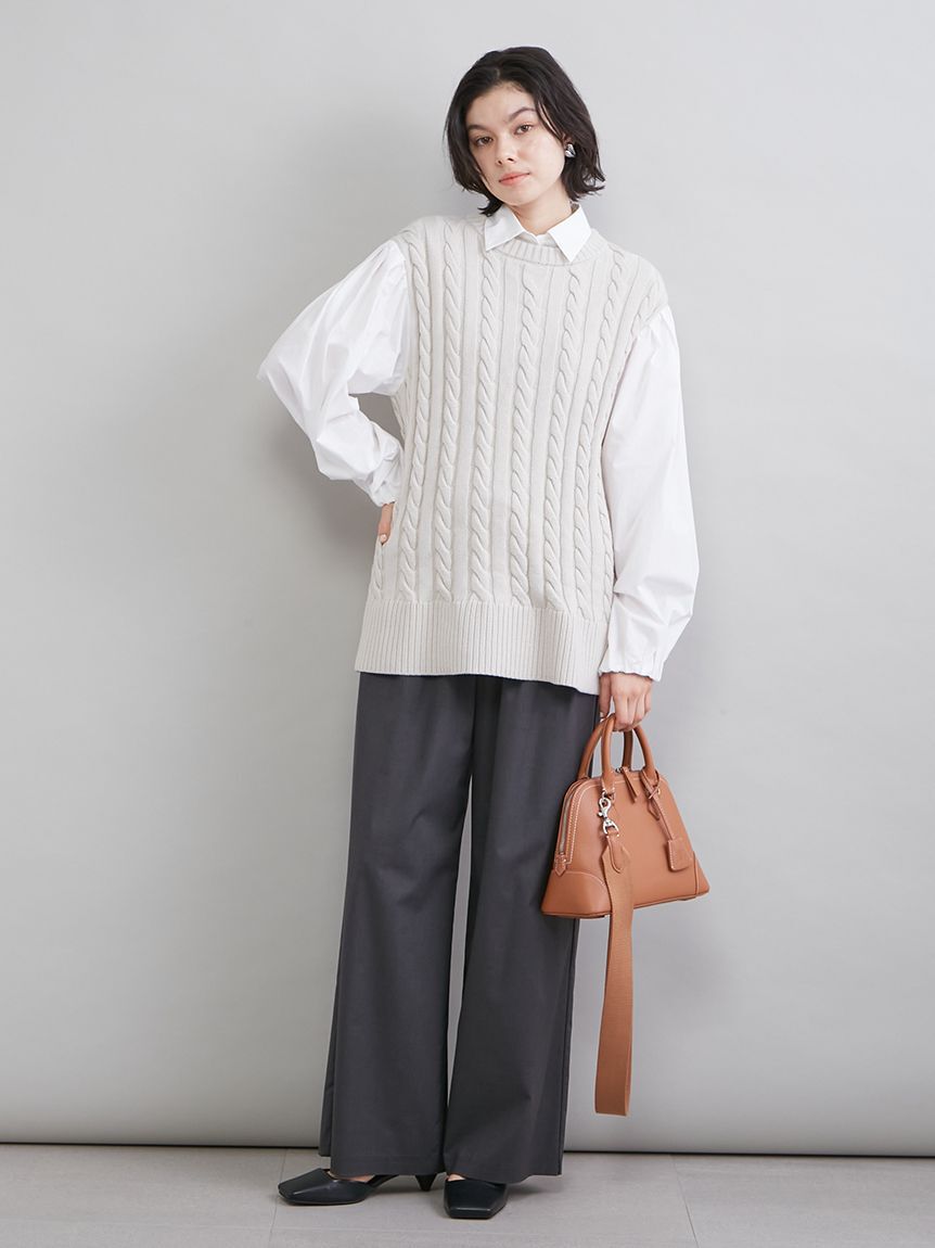 Mila Owen「２タックウエストゴムワイドイージーパンツ」|チノ|