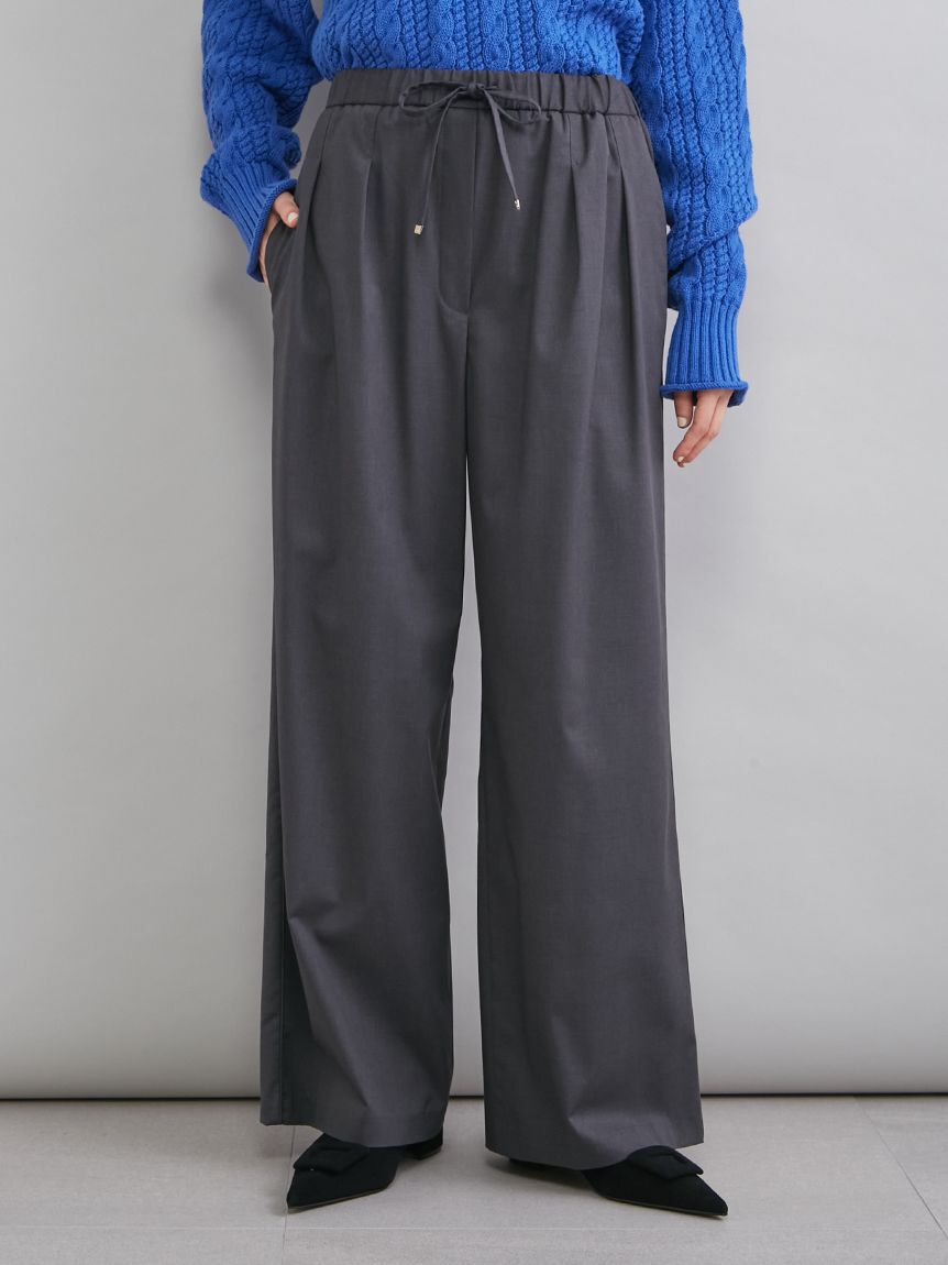 Mila Owen「２タックウエストゴムワイドイージーパンツ」|チノ|