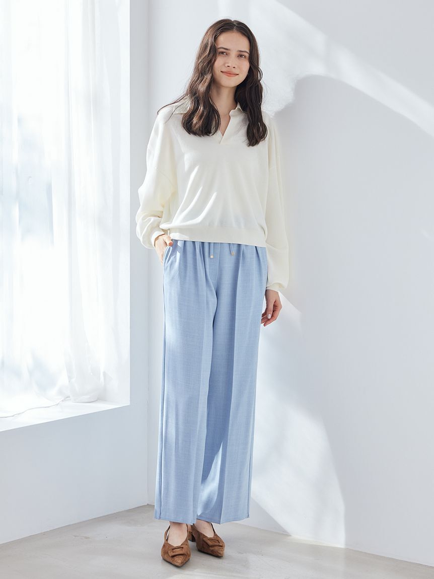 Mila Owen「２タックウエストゴムワイドイージーパンツ」|チノ|