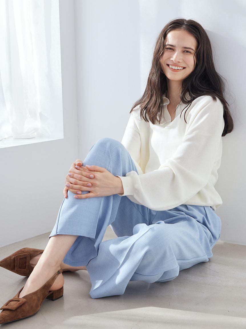 Mila Owen「２タックウエストゴムワイドイージーパンツ」|チノ|