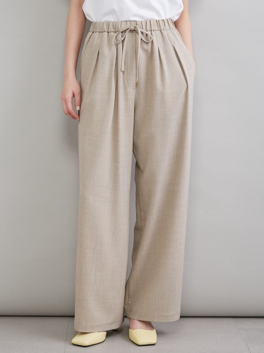 Mila Owen「２タックウエストゴムワイドイージーパンツ」|チノ|BEG