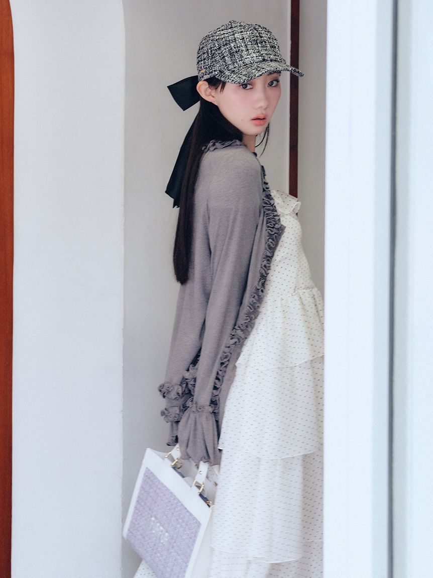 FURFUR「ツイード&times;サテンビッグリボンキャップ」|キャップ・キャスケット|