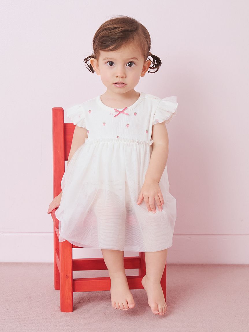 GELATO PIQUE KIDS & BABY「【BABY】ストロベリー柄チュールロンパース」|ロンパース|