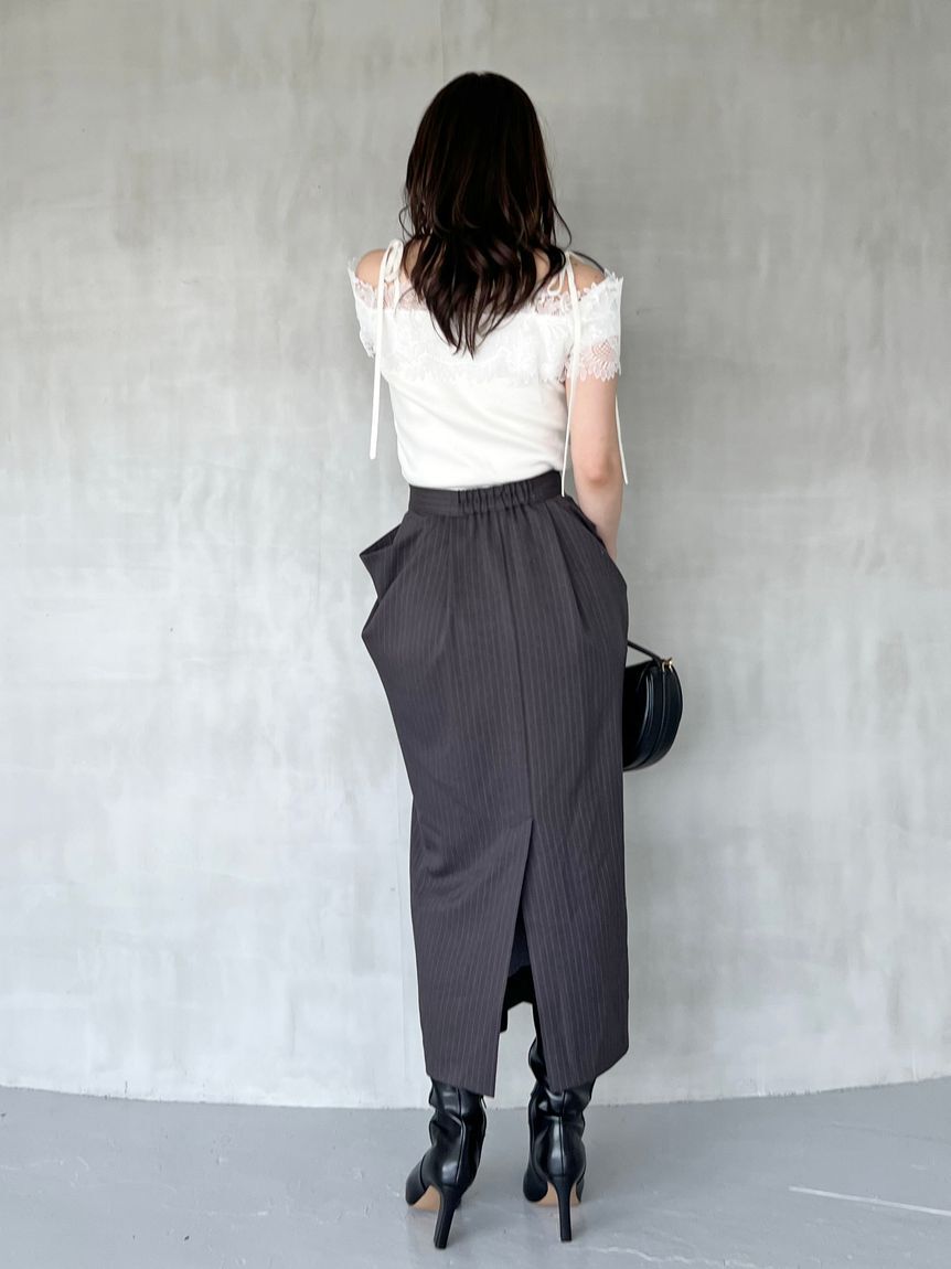 SNIDEL「レースコンビハーフスリーブニットプルオーバー」|ニット・セーター|