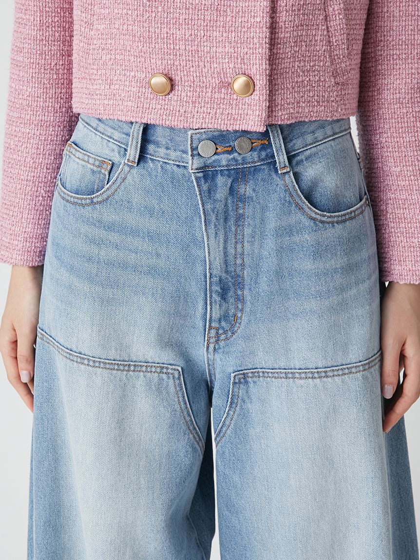 LILY BROWN「【WEB限定00サイズ】ダブルニーカーブワイドデニムパンツ」|デニム|